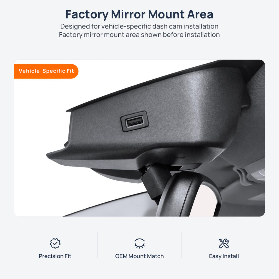 Factory mirror mount area for GWM POER (Cannon) dash cam installation