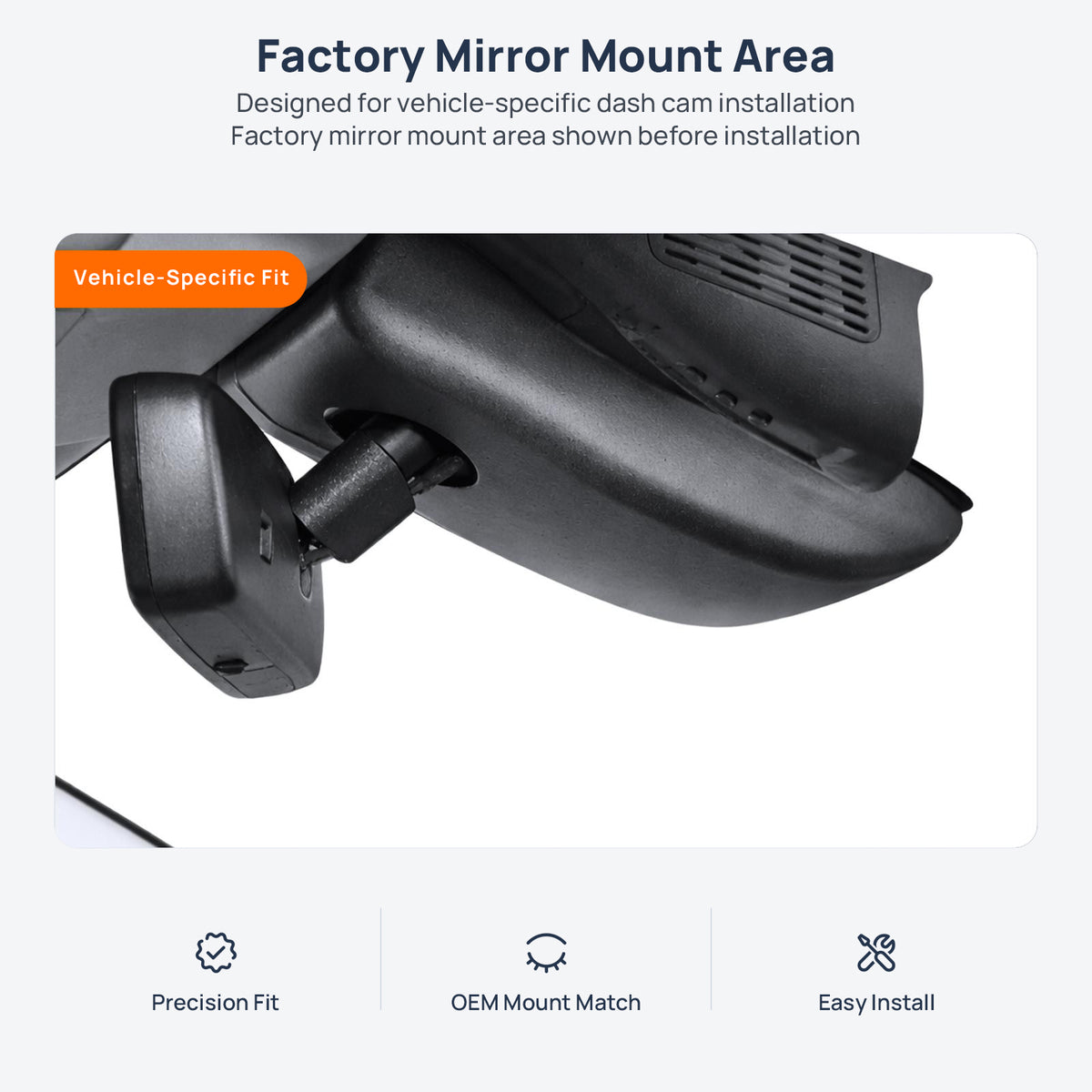 Factory mirror mount area for Lexus ES XV60 dash cam installation