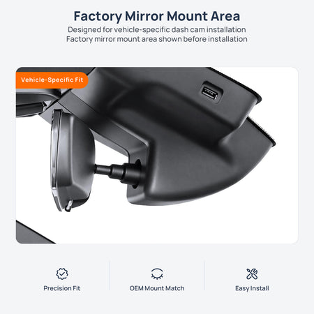 Factory mirror mount area for Hongqi H5 Classic dash cam installation