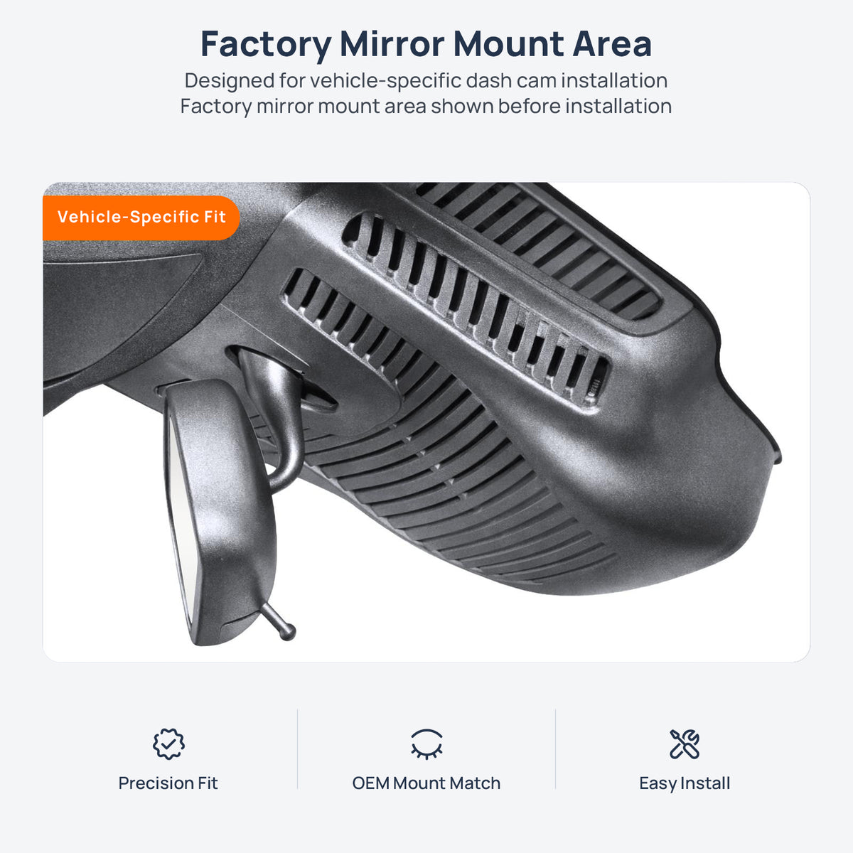 Factory mirror mount area for Mercedes-Benz EQA H243 dash cam installation