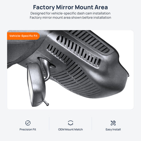 Factory mirror mount area for Mercedes-Benz EQA H243 dash cam installation
