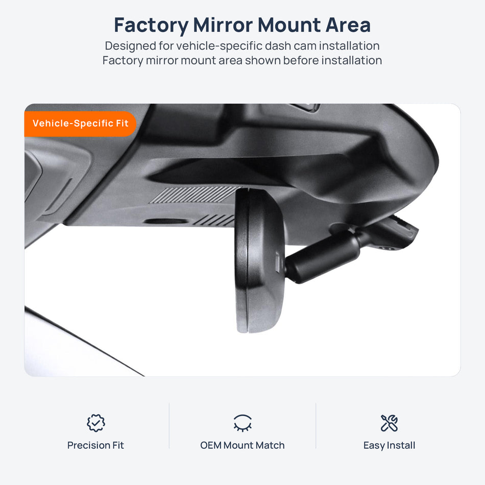 Factory mirror mount area for Lincoln Corsair dash cam installation