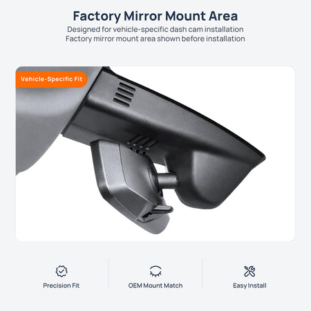 Factory mirror mount area for BMW 2 Series G42 dash cam installation