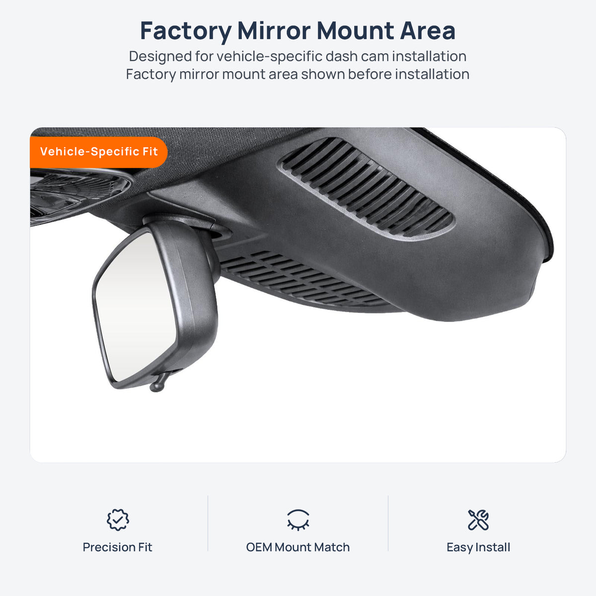 Factory mirror mount area for Mercedes-Benz C 350 e (C 350 e L) W206/V206 dash cam installation