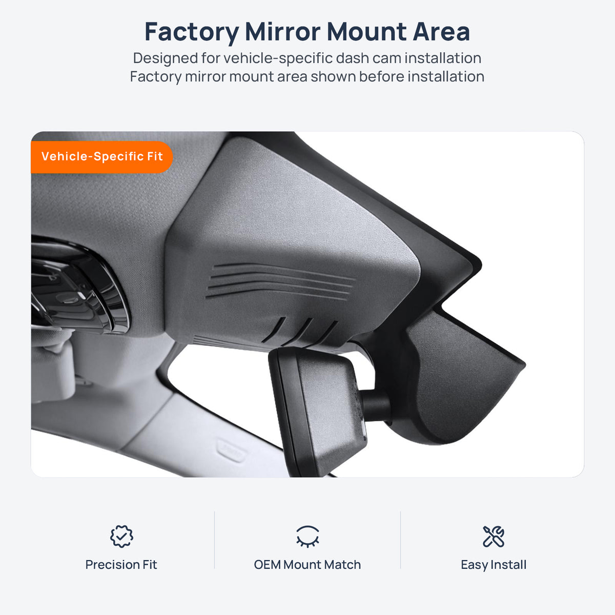 Factory mirror mount area for BMW X3 G01/G08 dash cam installation