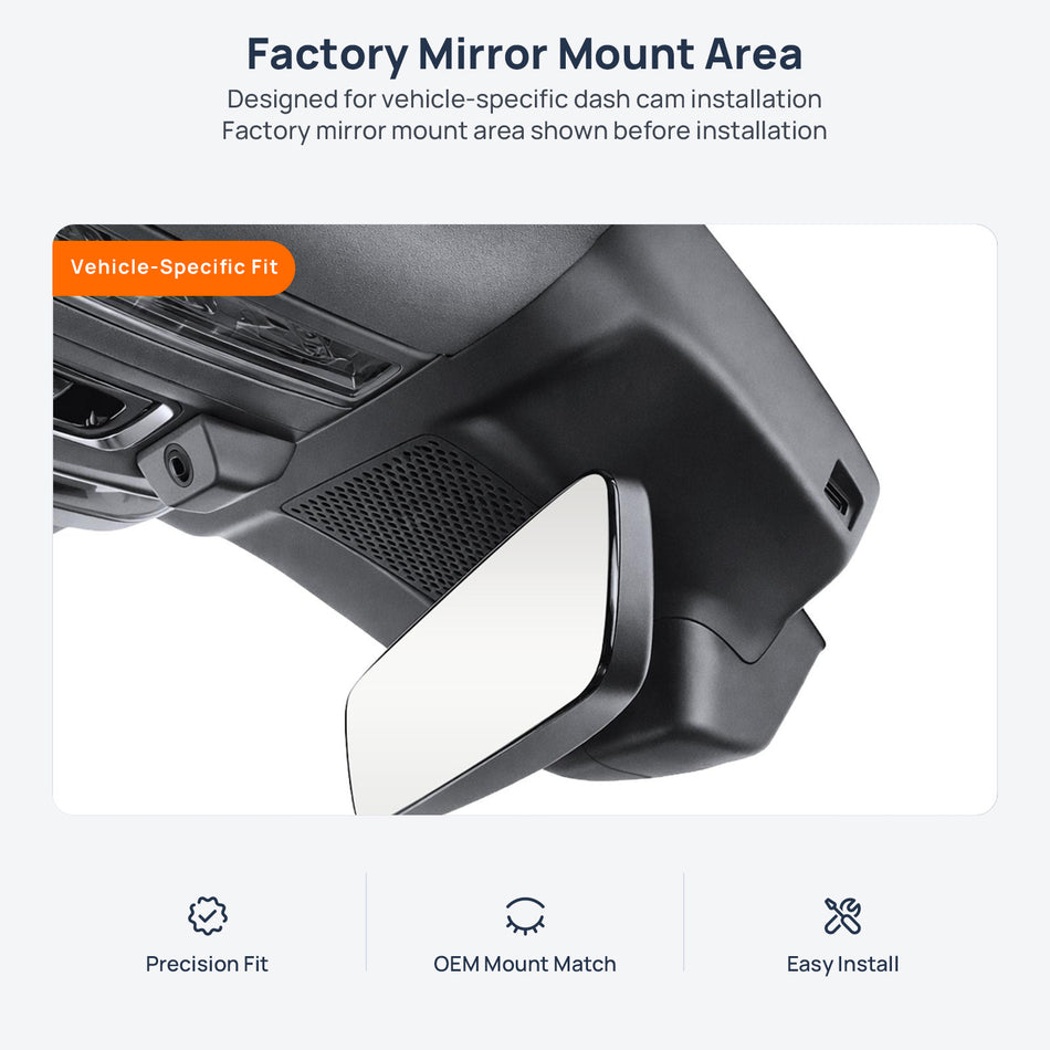 Factory mirror mount area for Hongqi HS7 dash cam installation