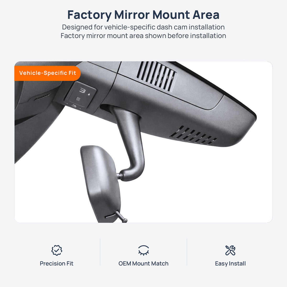 Factory mirror mount area for Mercedes-Benz B-Class W246 dash cam installation