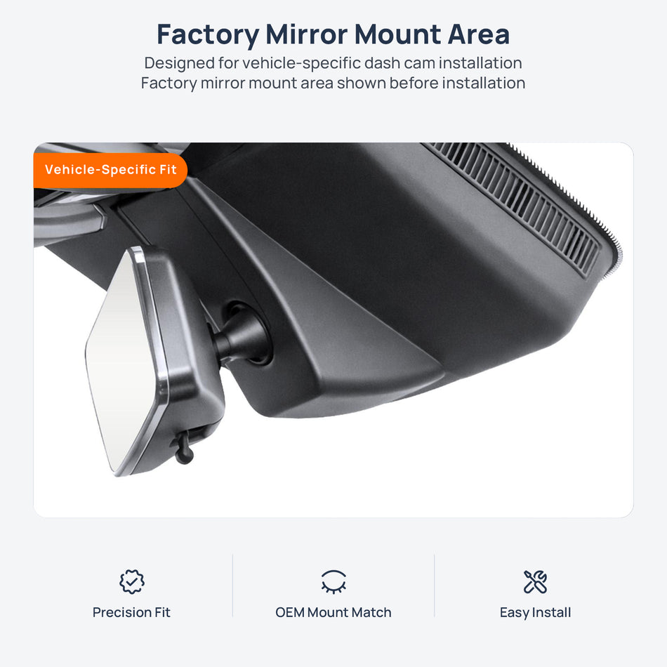 Factory mirror mount area for Hongqi H9 dash cam installation