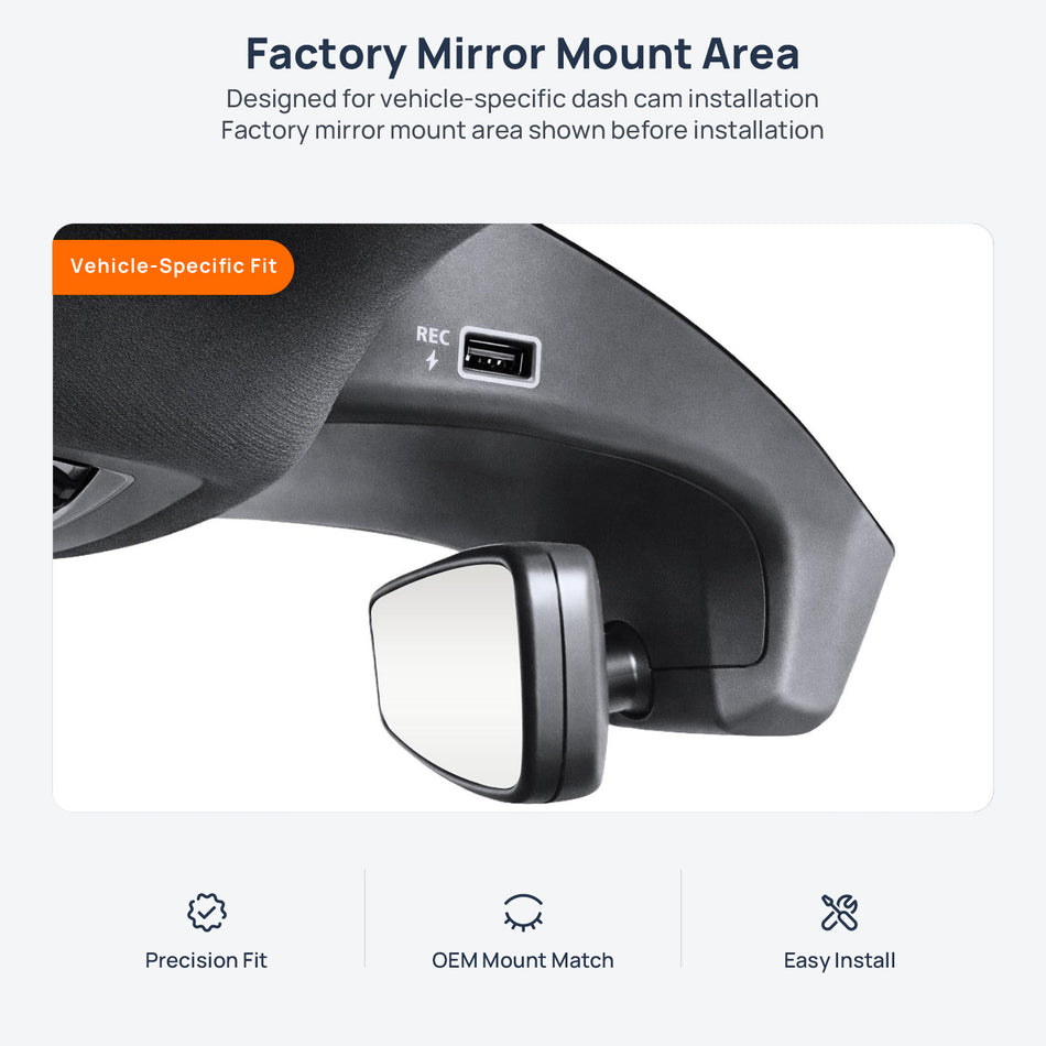 Factory mirror mount area for Volkswagen ID.4 CROZZ dash cam installation