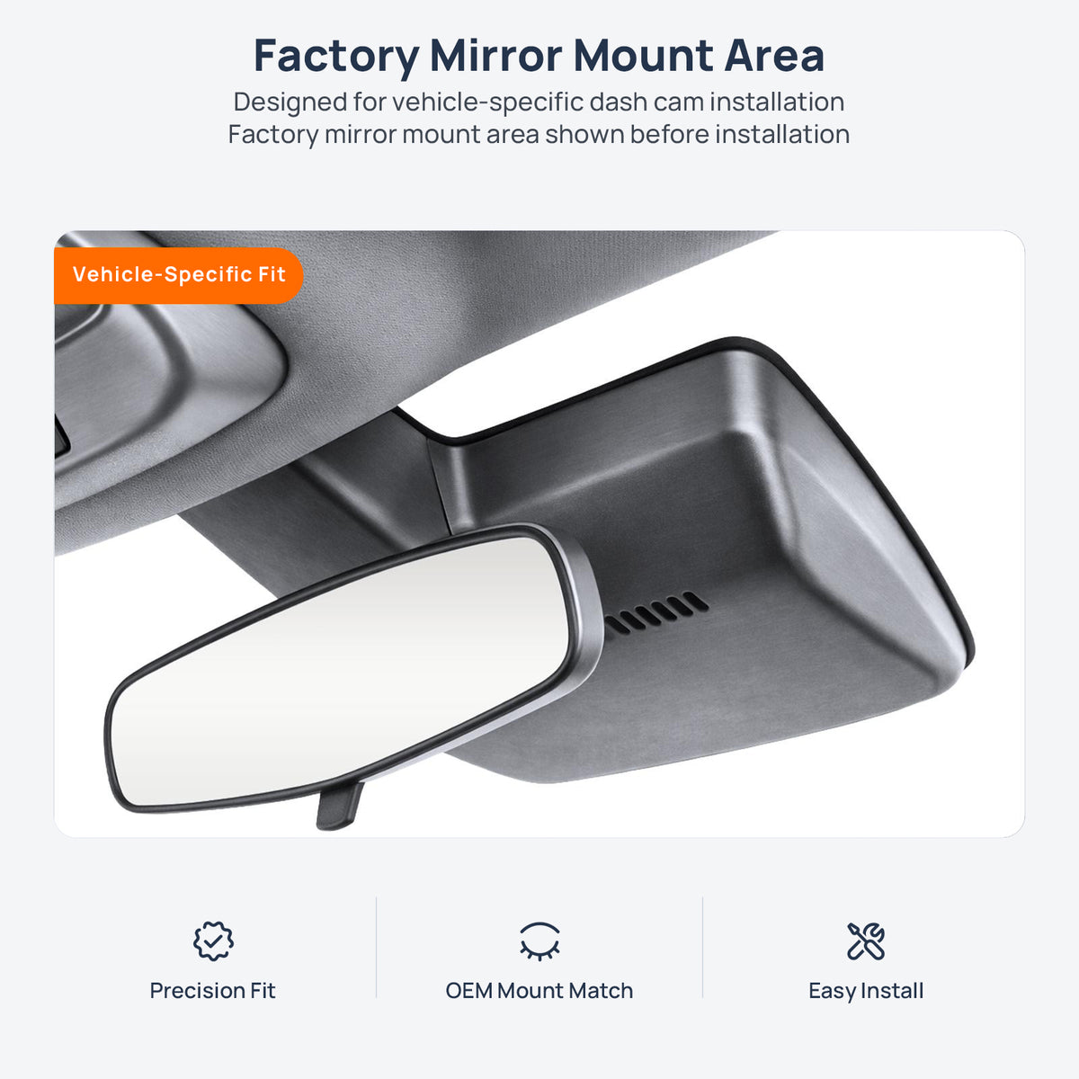 Factory mirror mount area for Buick Velite 6 PHEV dash cam installation