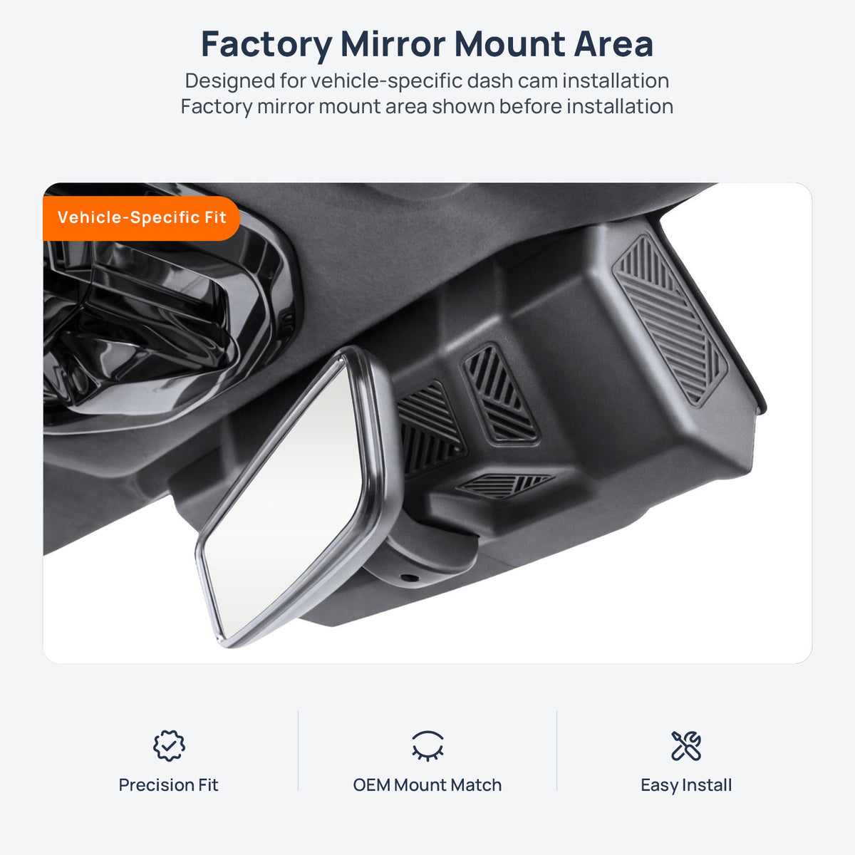 Factory mirror mount area for JETOUR Traveller (T2) dash cam installation