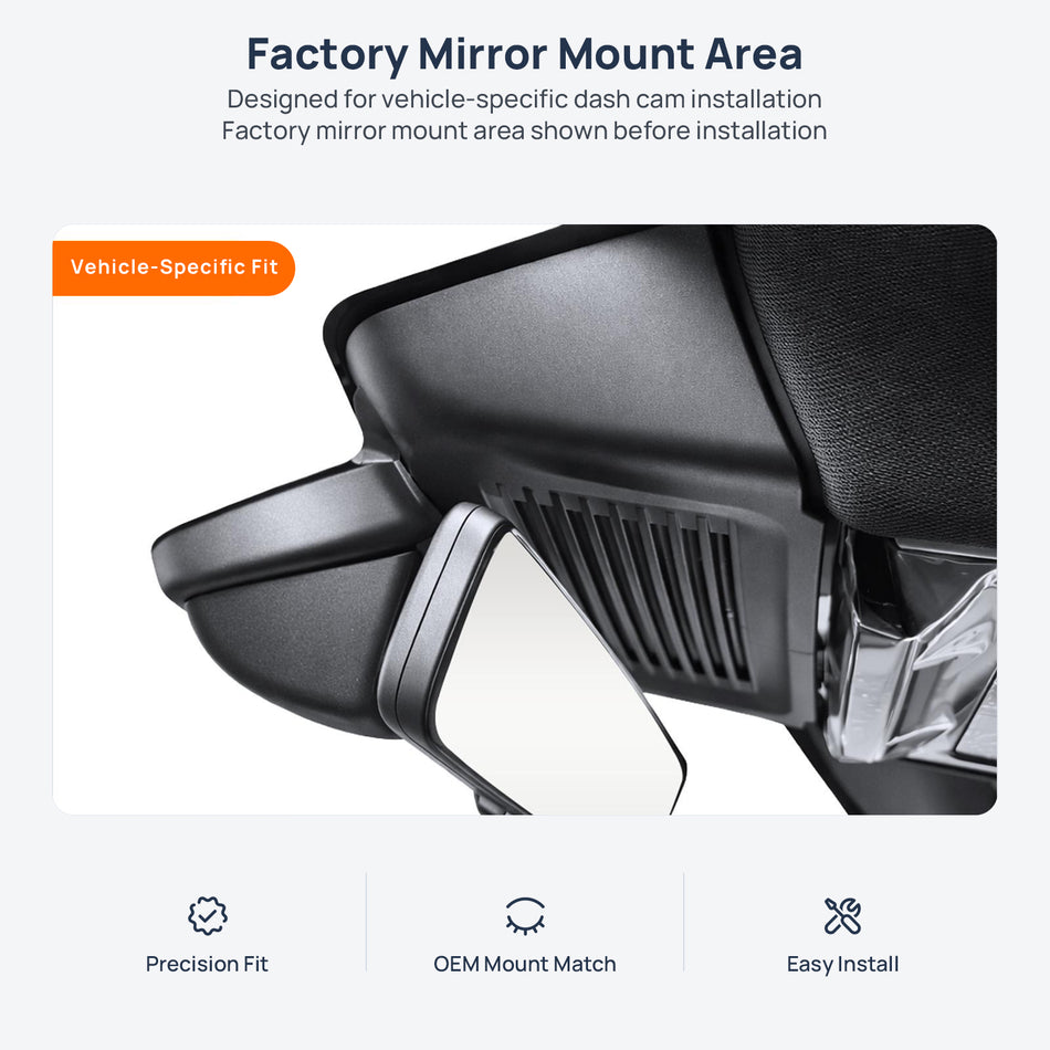 Factory mirror mount area for Range Rover Sport L494 dash cam installation