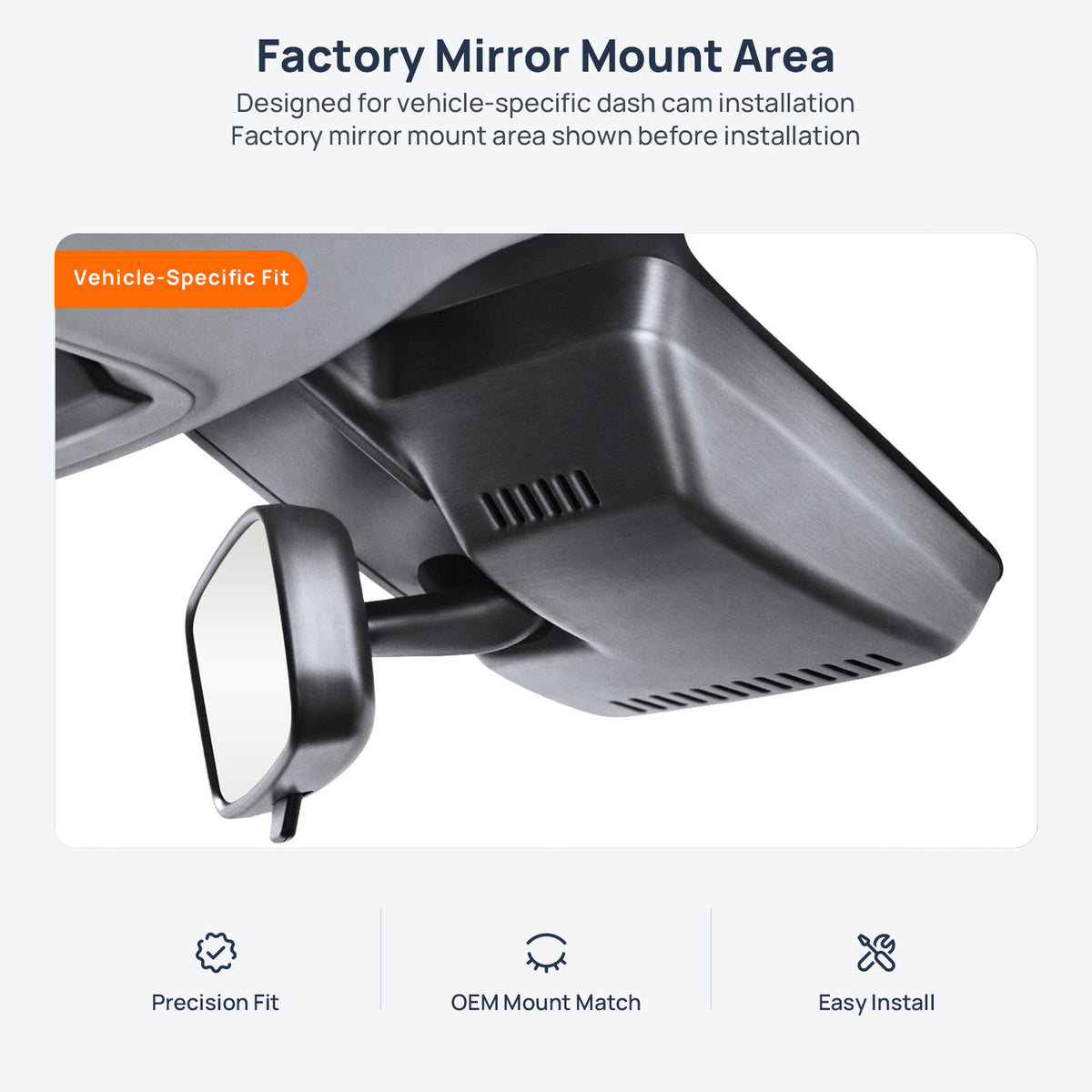 Factory mirror mount area for Buick Verano GS (Verano Pro) dash cam installation