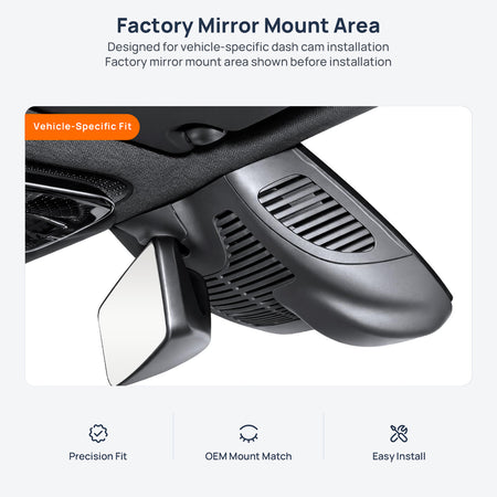 Factory mirror mount area for Mercedes-AMG GLC 43 X254 dash cam installation