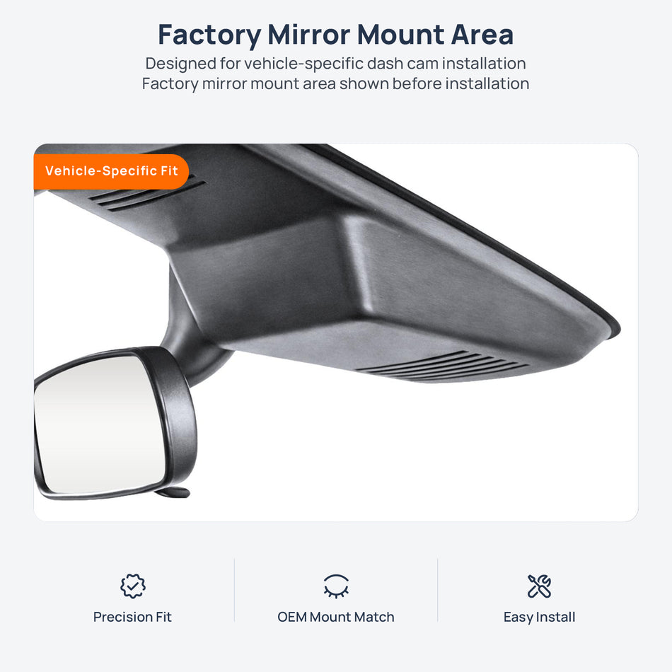 Factory mirror mount area for Honda Crider dash cam installation
