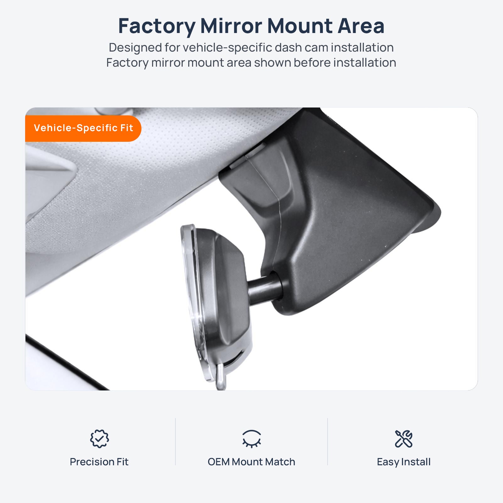 Factory mirror mount area for Wuling Xingchen dash cam installation