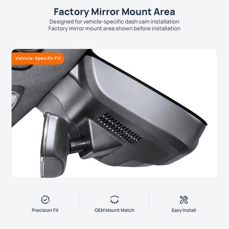 Factory mirror mount area for Geely Xingyue (Tugella) dash cam installation