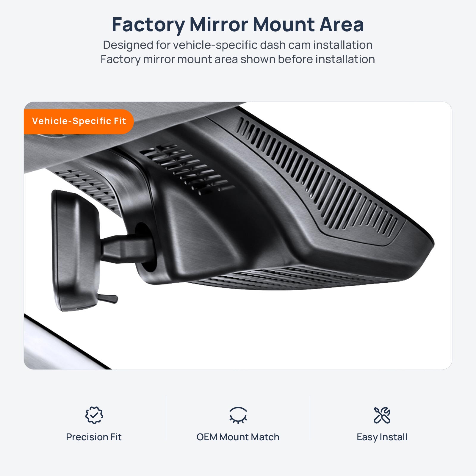 Factory mirror mount area for Geely Galaxy Starshine 6 dash cam installation