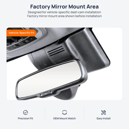 Factory mirror mount area for Honda Avancier dash cam installation