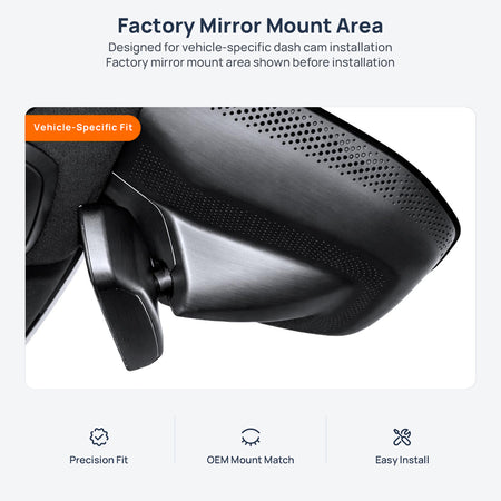 Factory mirror mount area for Lynk & Co 09 dash cam installation