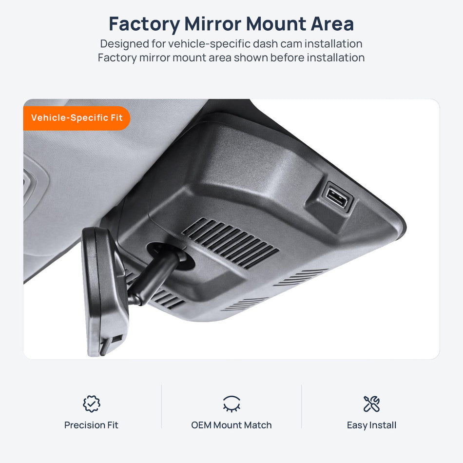 Factory mirror mount area for HAVAL Chitu dash cam installation