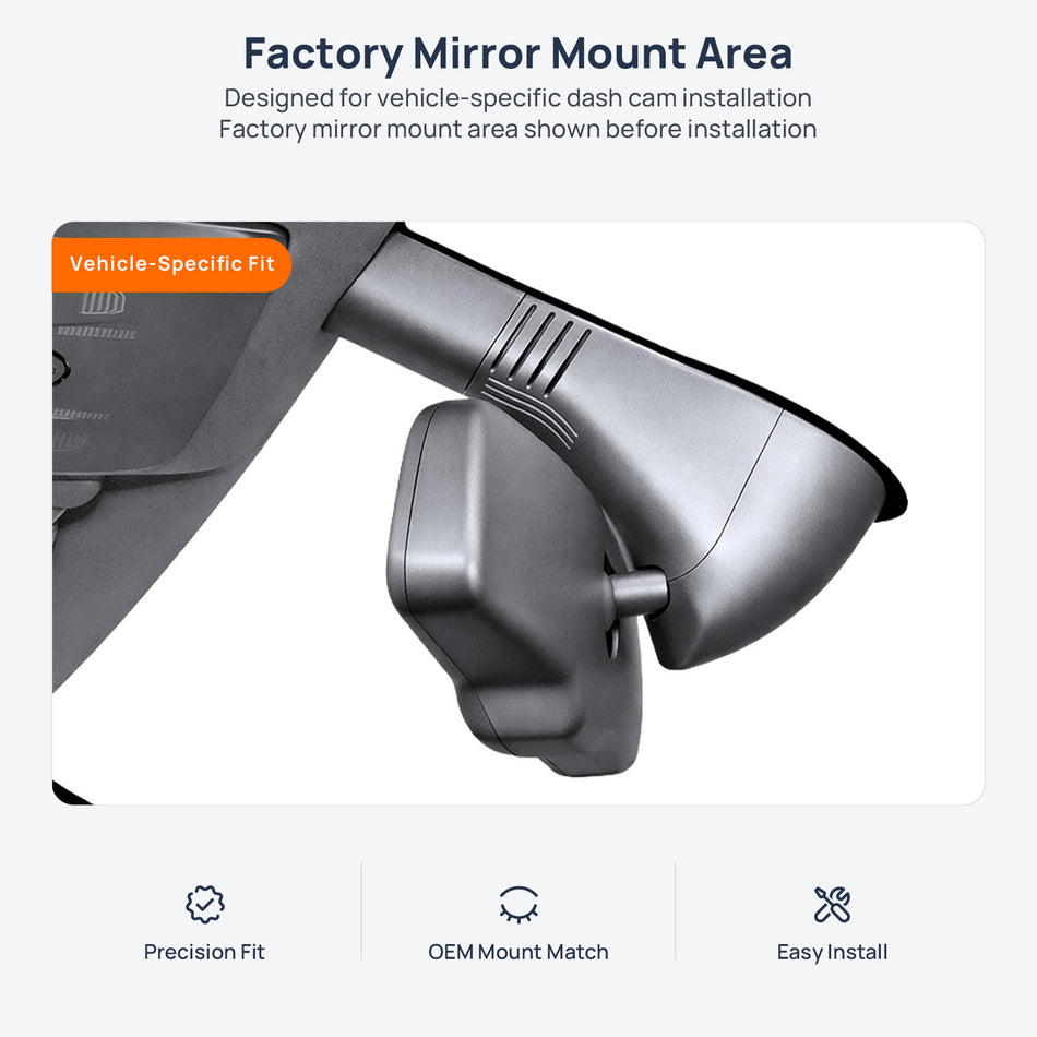 Factory mirror mount area for Hongqi H7 dash cam installation