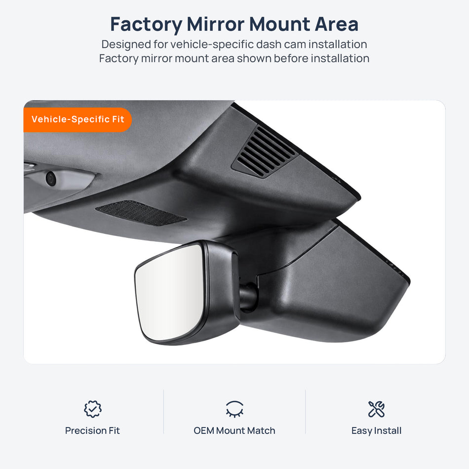 Factory mirror mount area for Range Rover Velar L560 dash cam installation