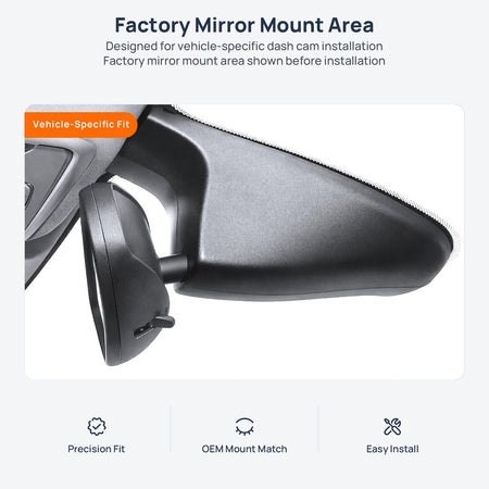 Factory mirror mount area for Jeep Compass MP dash cam installation