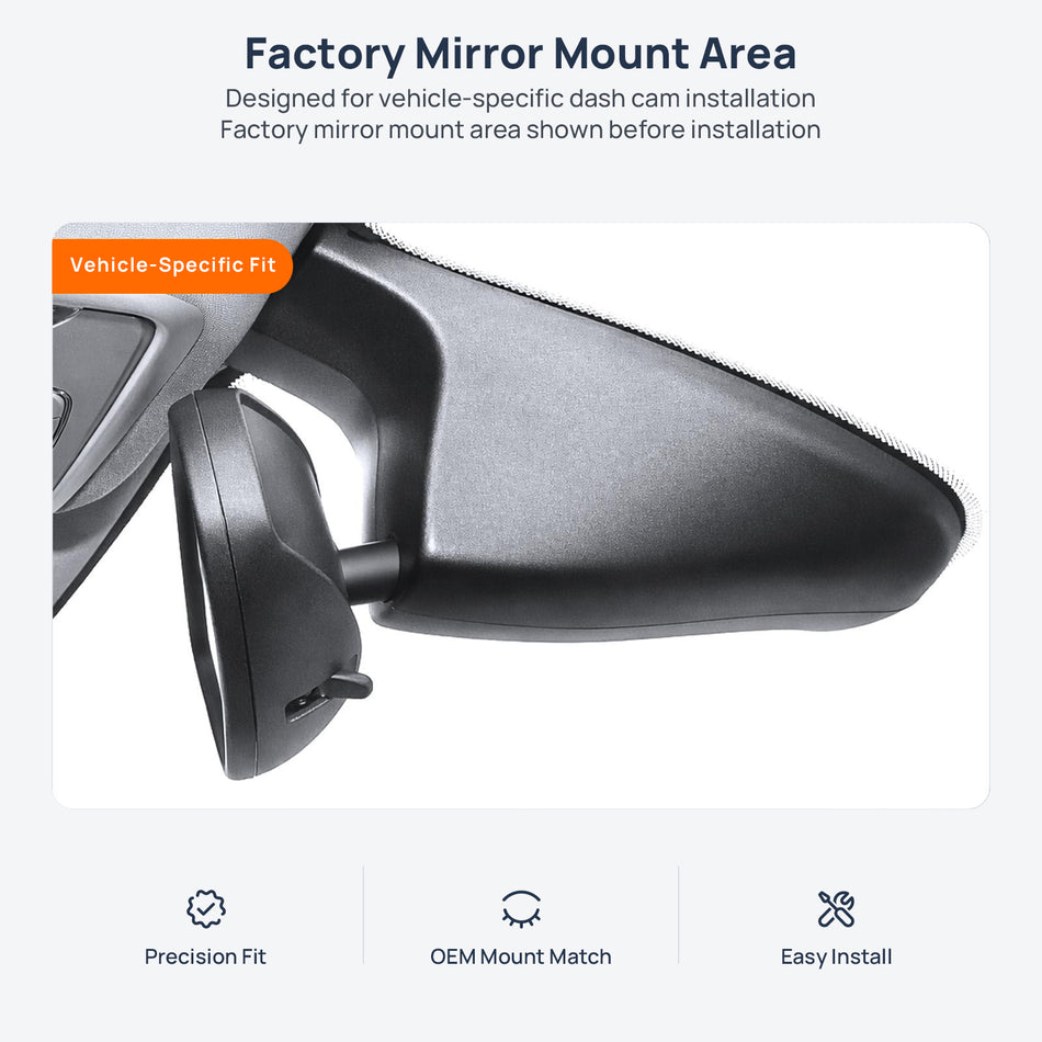 Factory mirror mount area for Jeep Compass MP dash cam installation