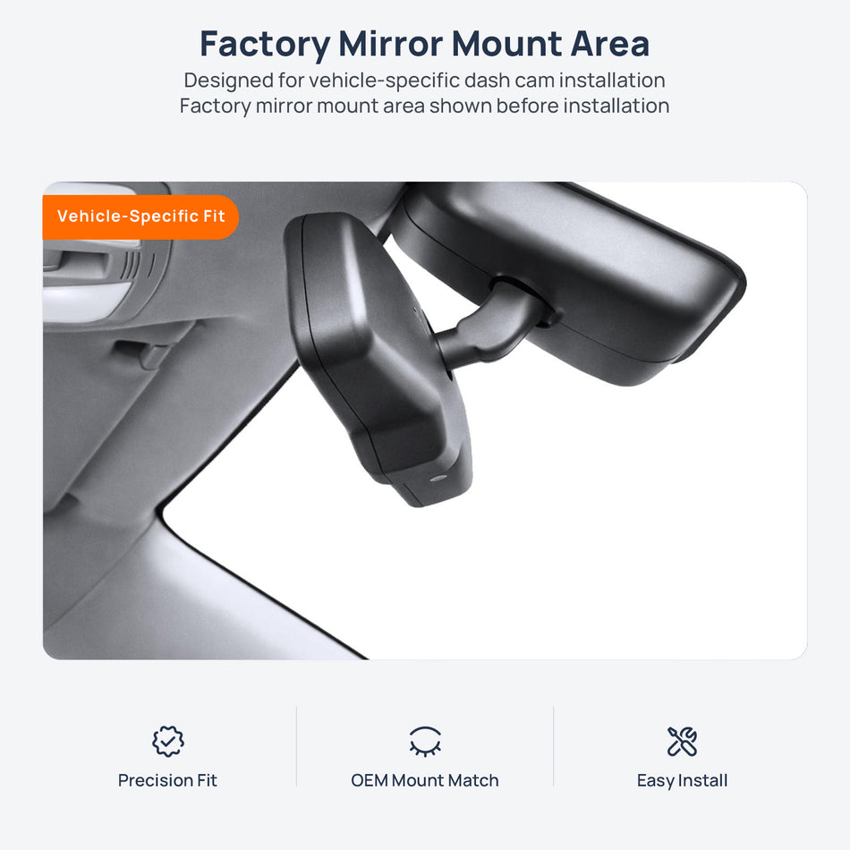 Factory mirror mount area for Besturn X40 dash cam installation