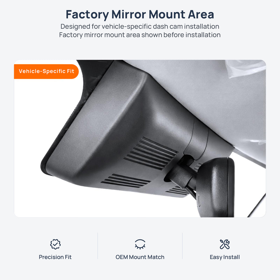 Factory mirror mount area for HAVAL H7 dash cam installation