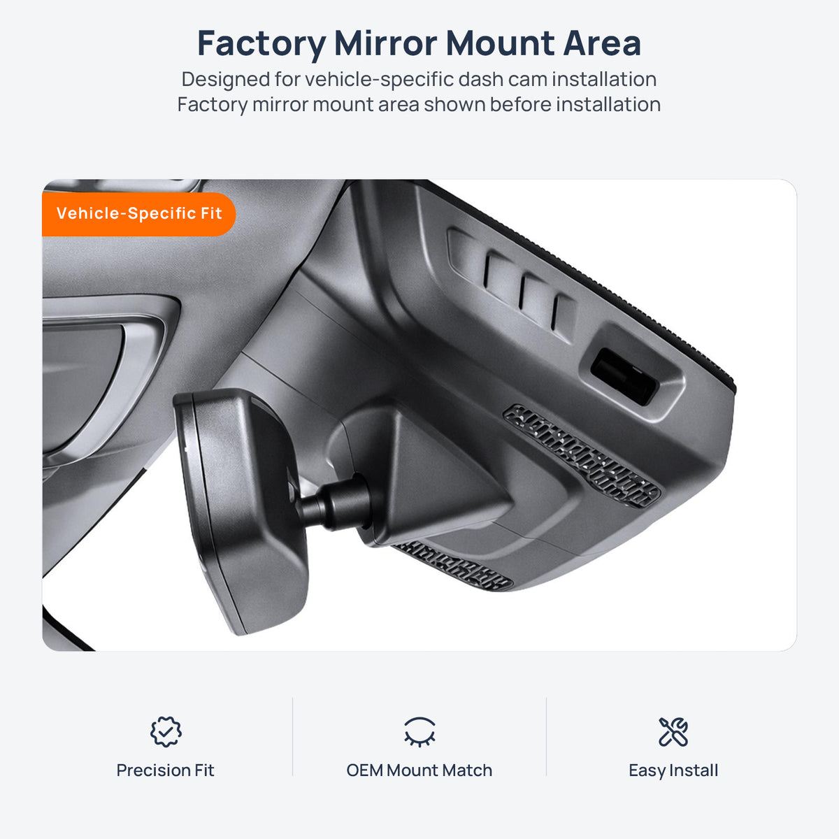Factory mirror mount area for Geely Boyue Pro (Atlas Pro) dash cam installation