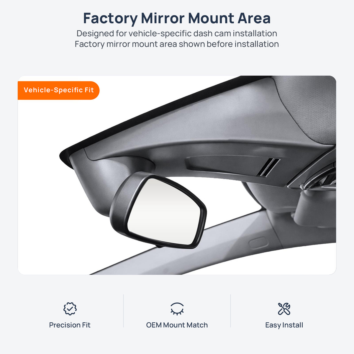 Factory mirror mount area for Honda Pilot dash cam installation