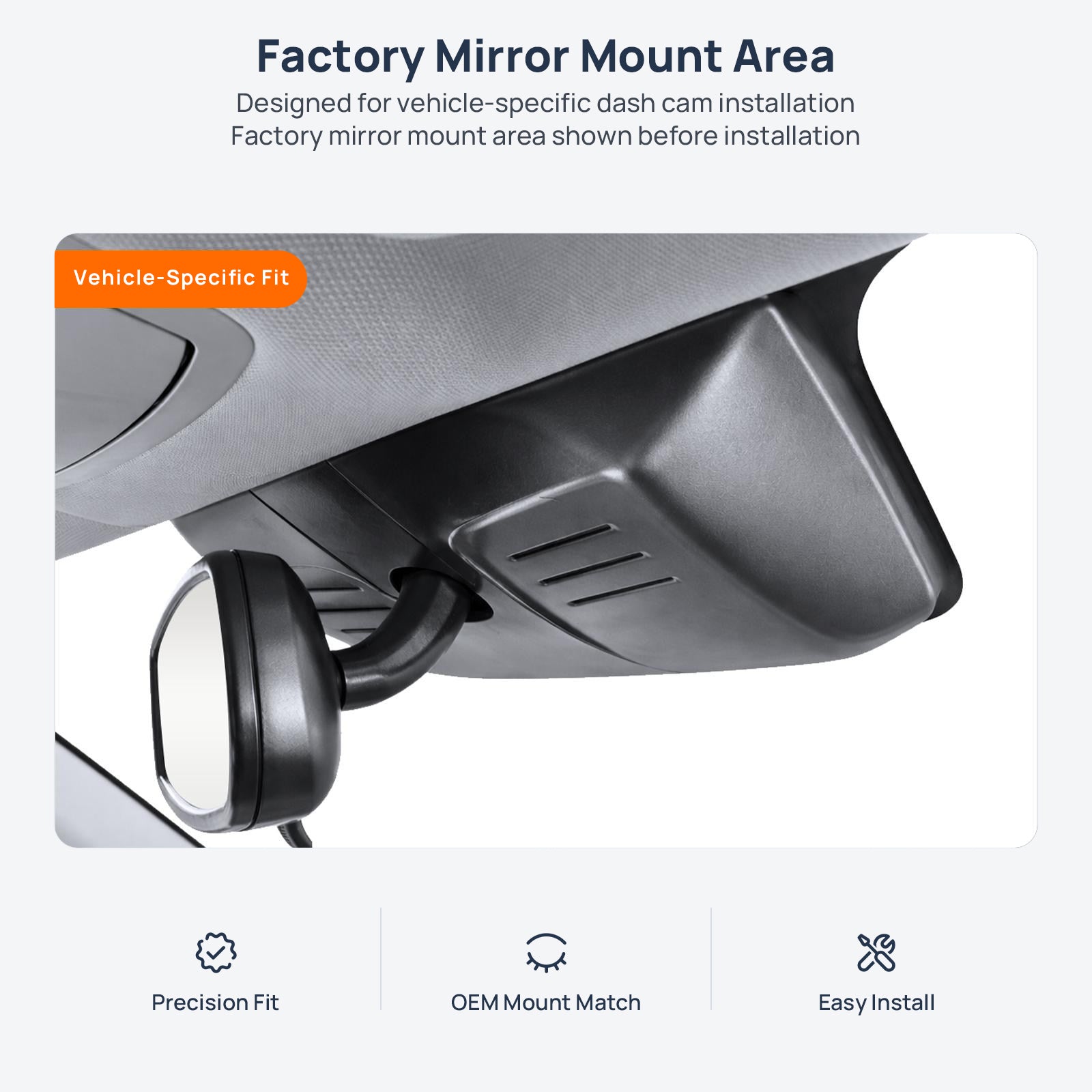 Factory mirror mount area for HAVAL H7 dash cam installation