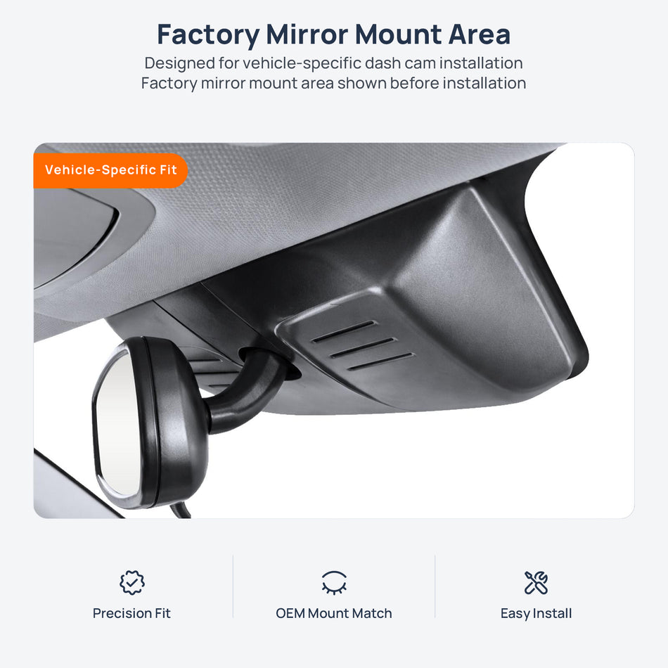 Factory mirror mount area for HAVAL H7 dash cam installation