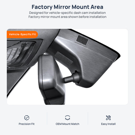 Factory mirror mount area for Hongqi E-HS3 dash cam installation