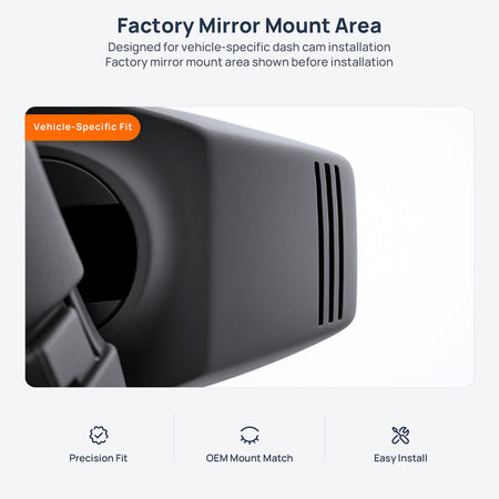 Factory mirror mount area for Toyota RAV4 XA50 dash cam installation