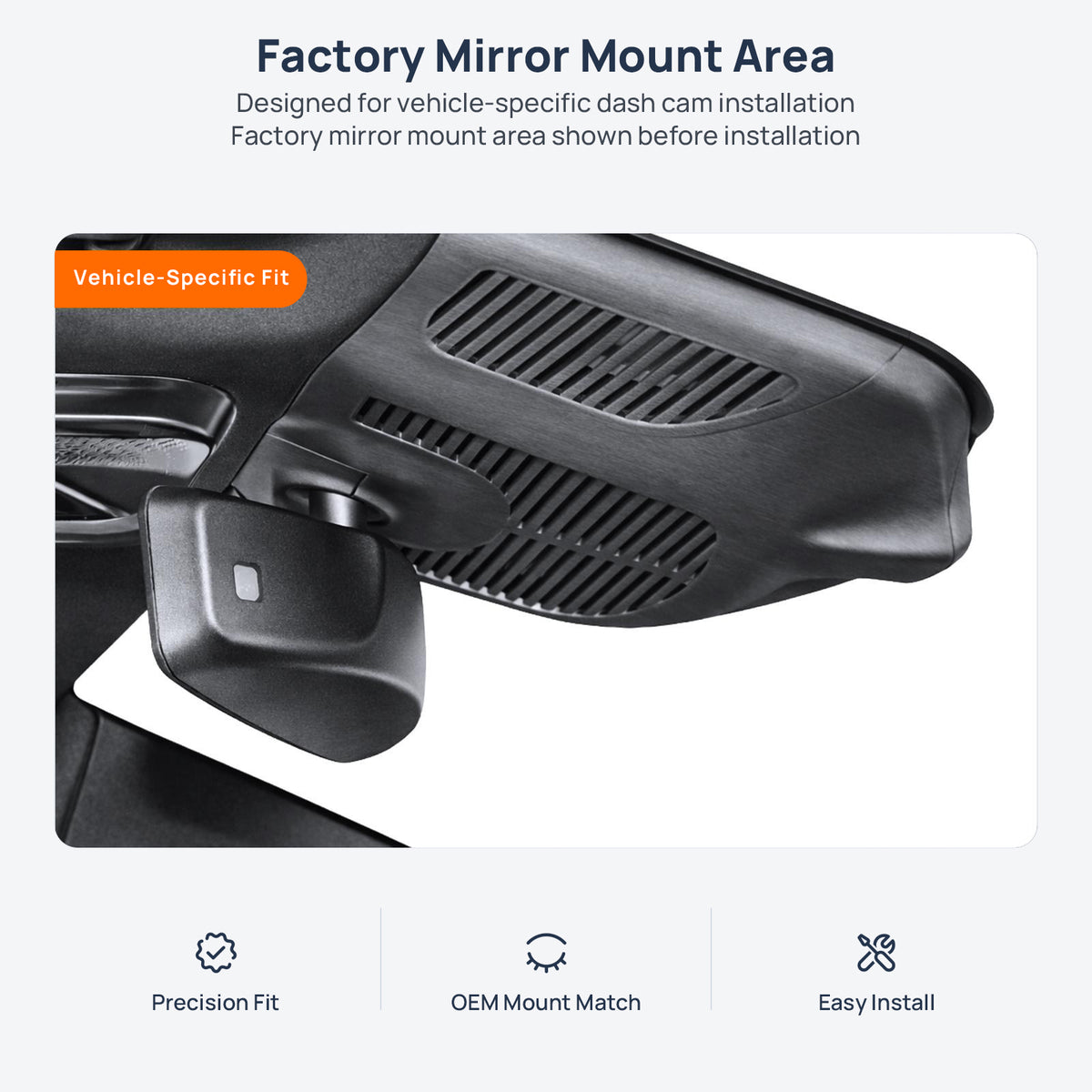 Factory mirror mount area for Mercedes-Benz EQS V297 dash cam installation