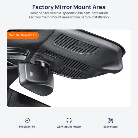 Factory mirror mount area for Mercedes-Benz EQS V297 dash cam installation