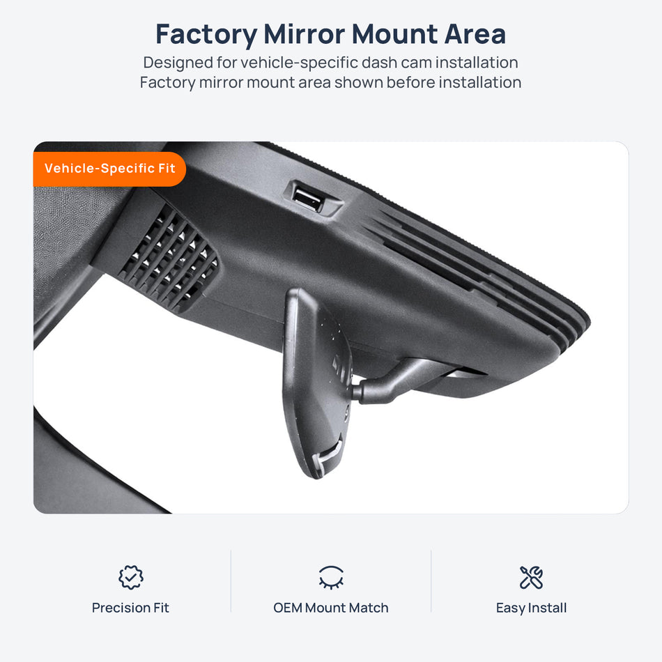 Factory mirror mount area for MG7 dash cam installation