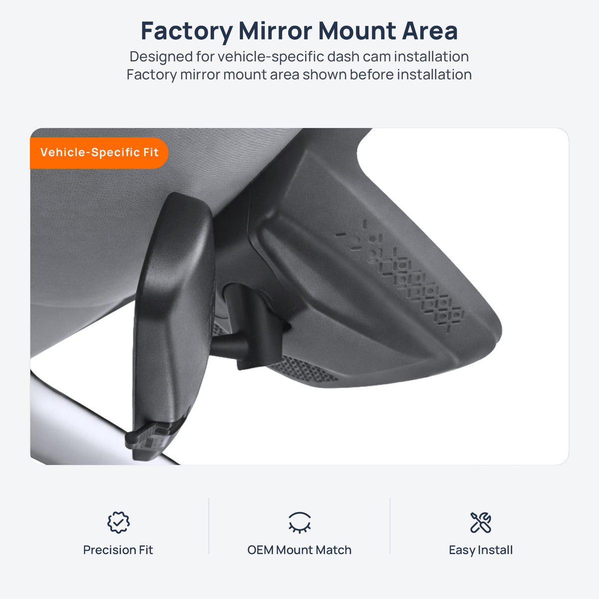 Factory mirror mount area for ARCFOX T1 dash cam installation