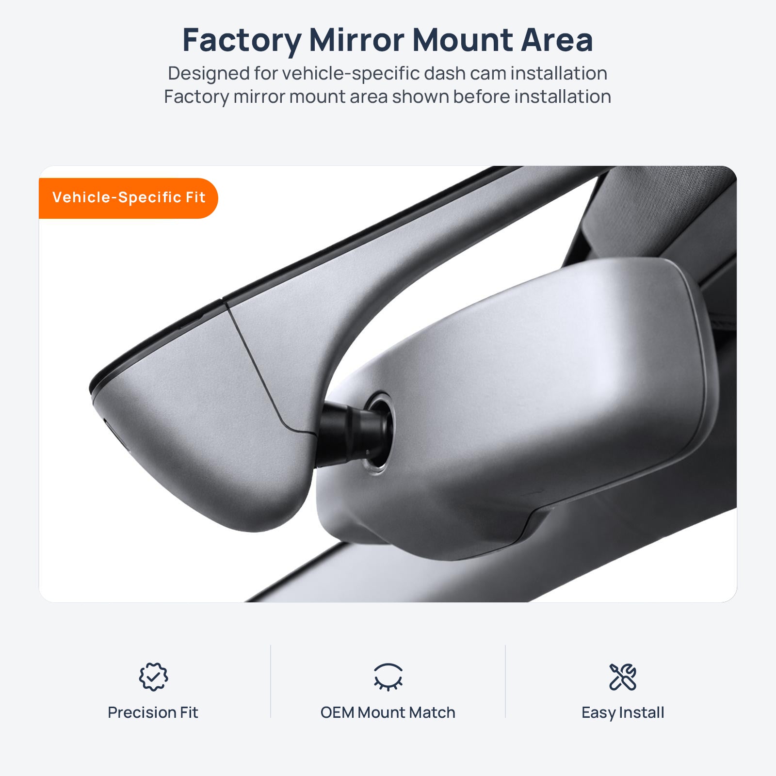Factory mirror mount area for Audi A6 C7 dash cam installation
