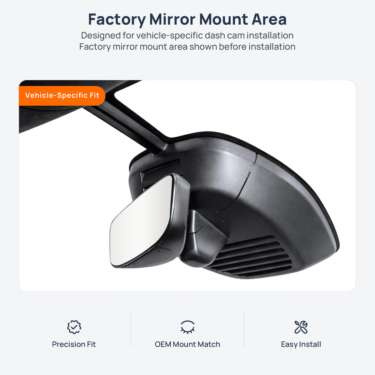 Factory mirror mount area for Aston Martin DBX dash cam installation