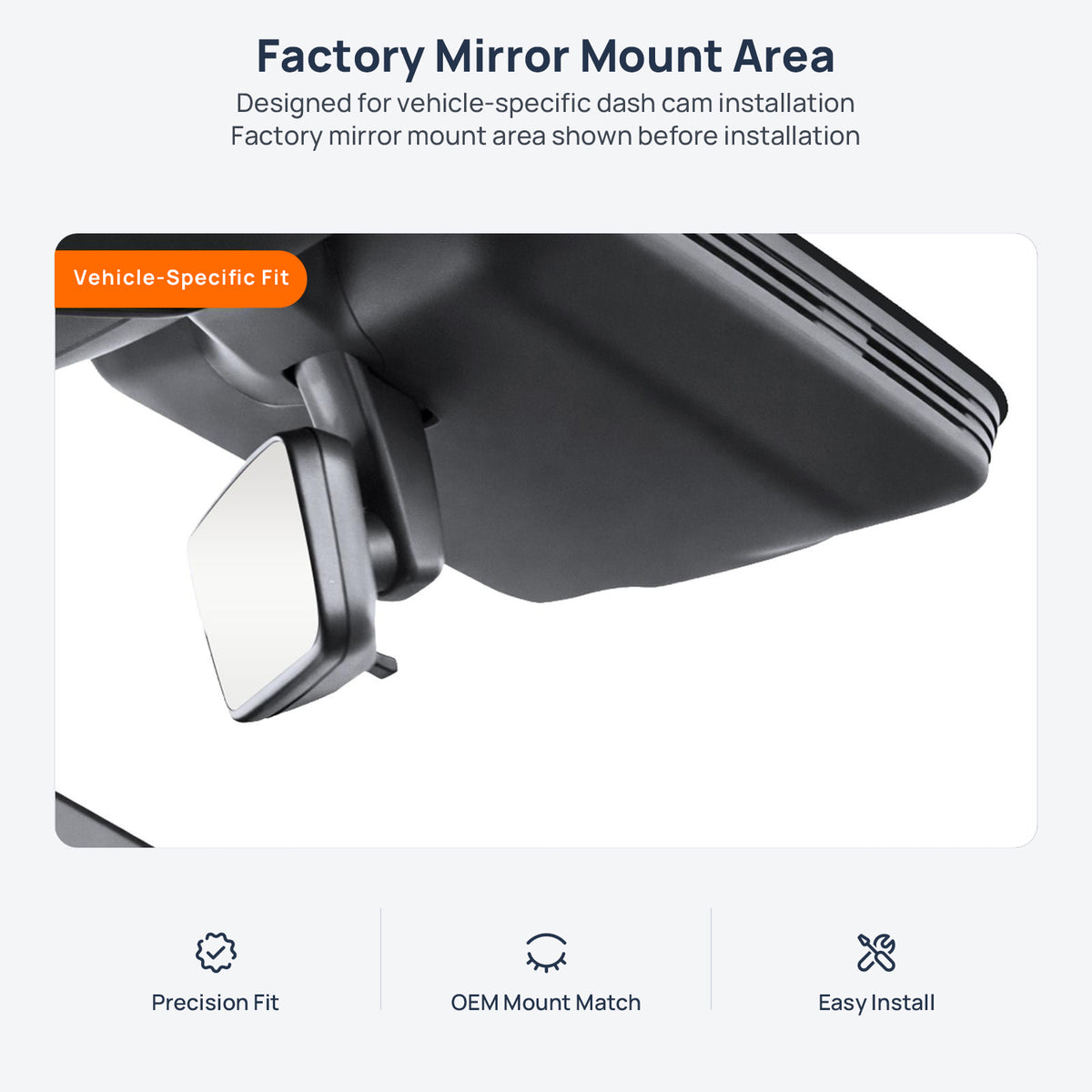 Factory mirror mount area for BYD Qin L DM-i dash cam installation