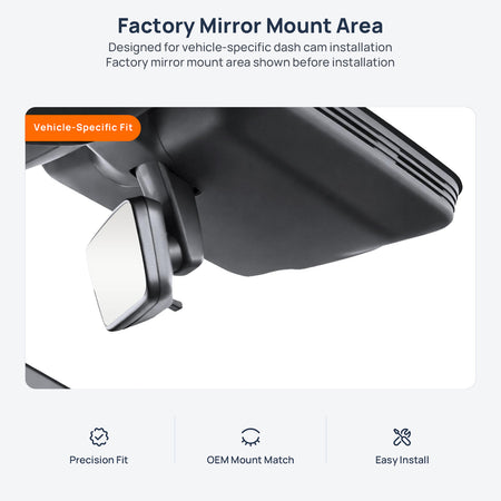Factory mirror mount area for BYD Qin L DM-i dash cam installation