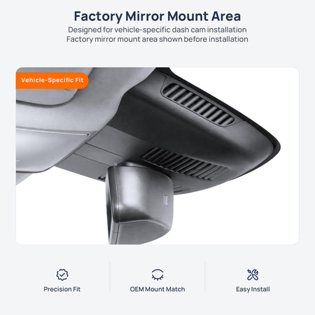 Factory mirror mount area for Mercedes-Benz V-Class W447 dash cam installation
