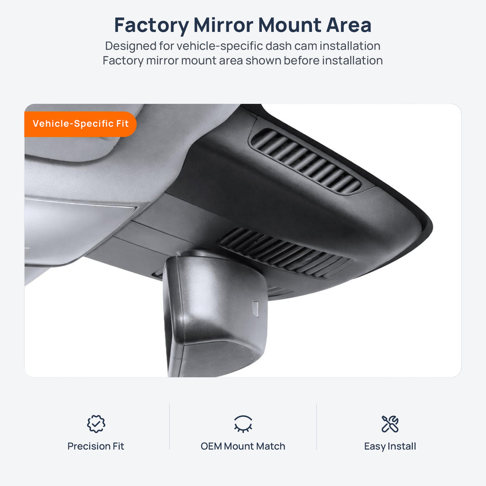 Factory mirror mount area for Mercedes-Benz V-Class W447 dash cam installation