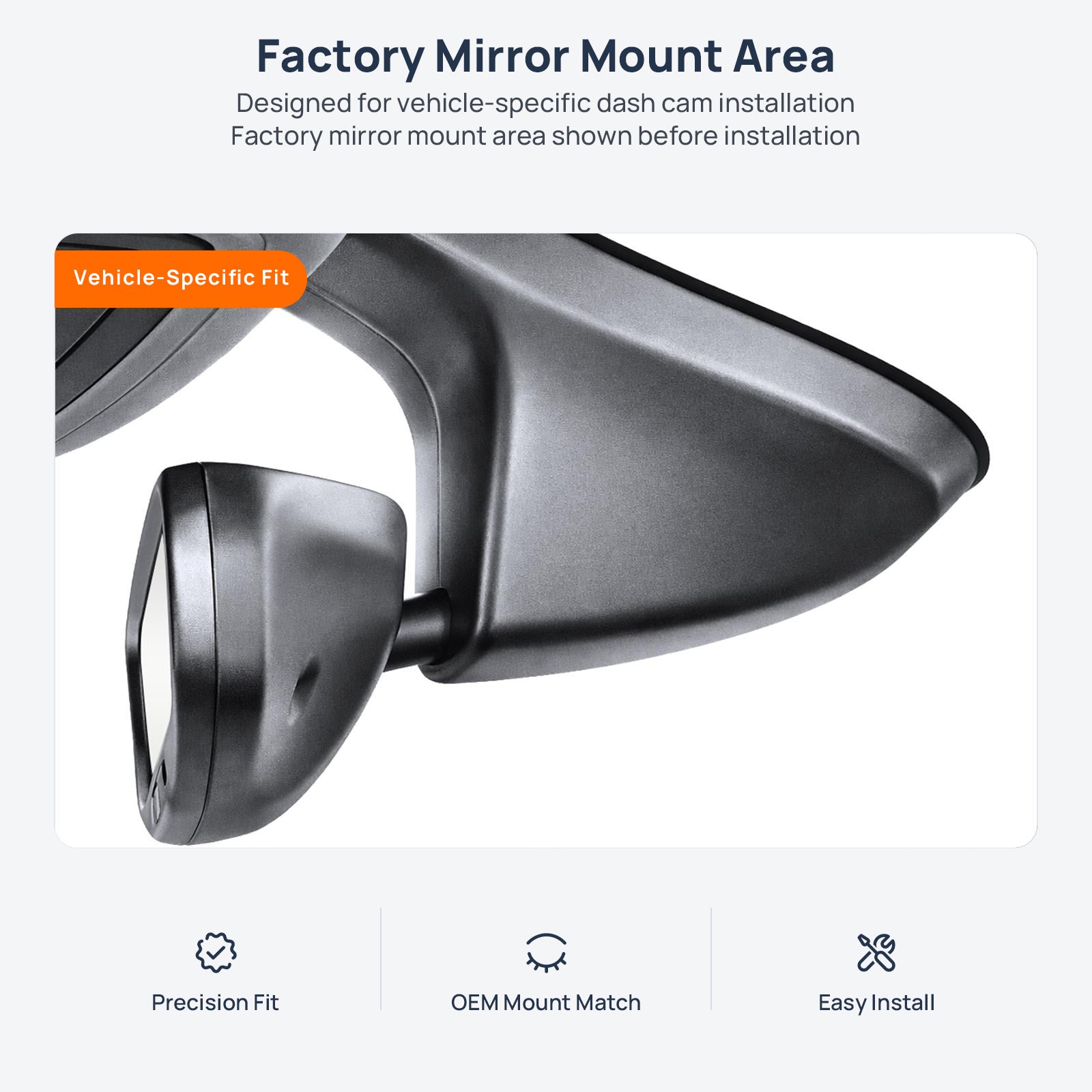 Factory mirror mount area for Jeep Grand Commander PHEV K8 dash cam installation