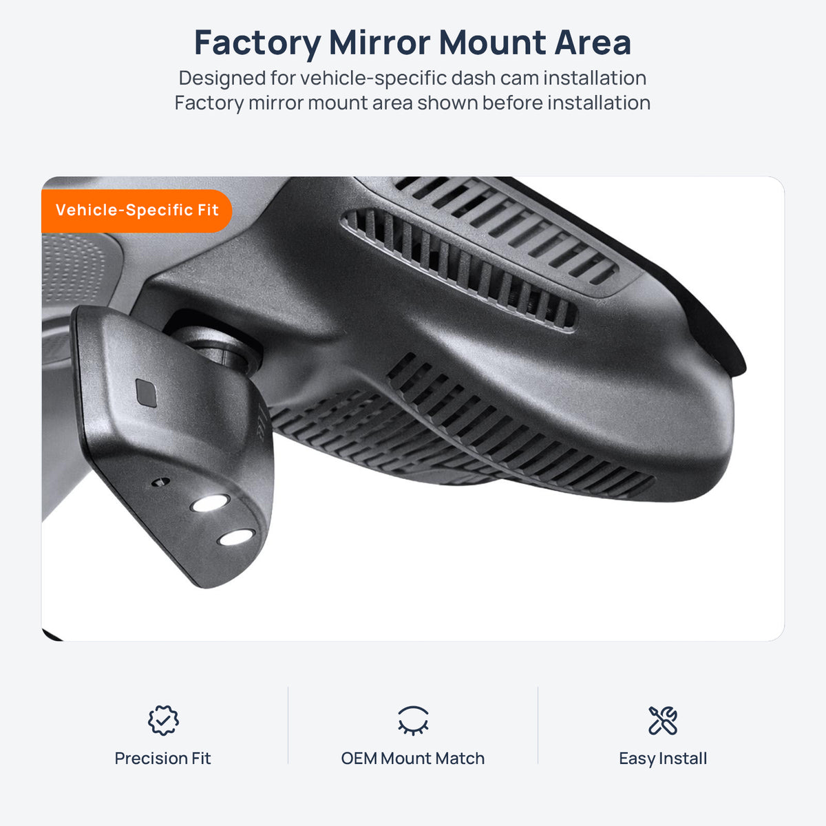 Factory mirror mount area for Mercedes-Benz CLS C257 dash cam installation