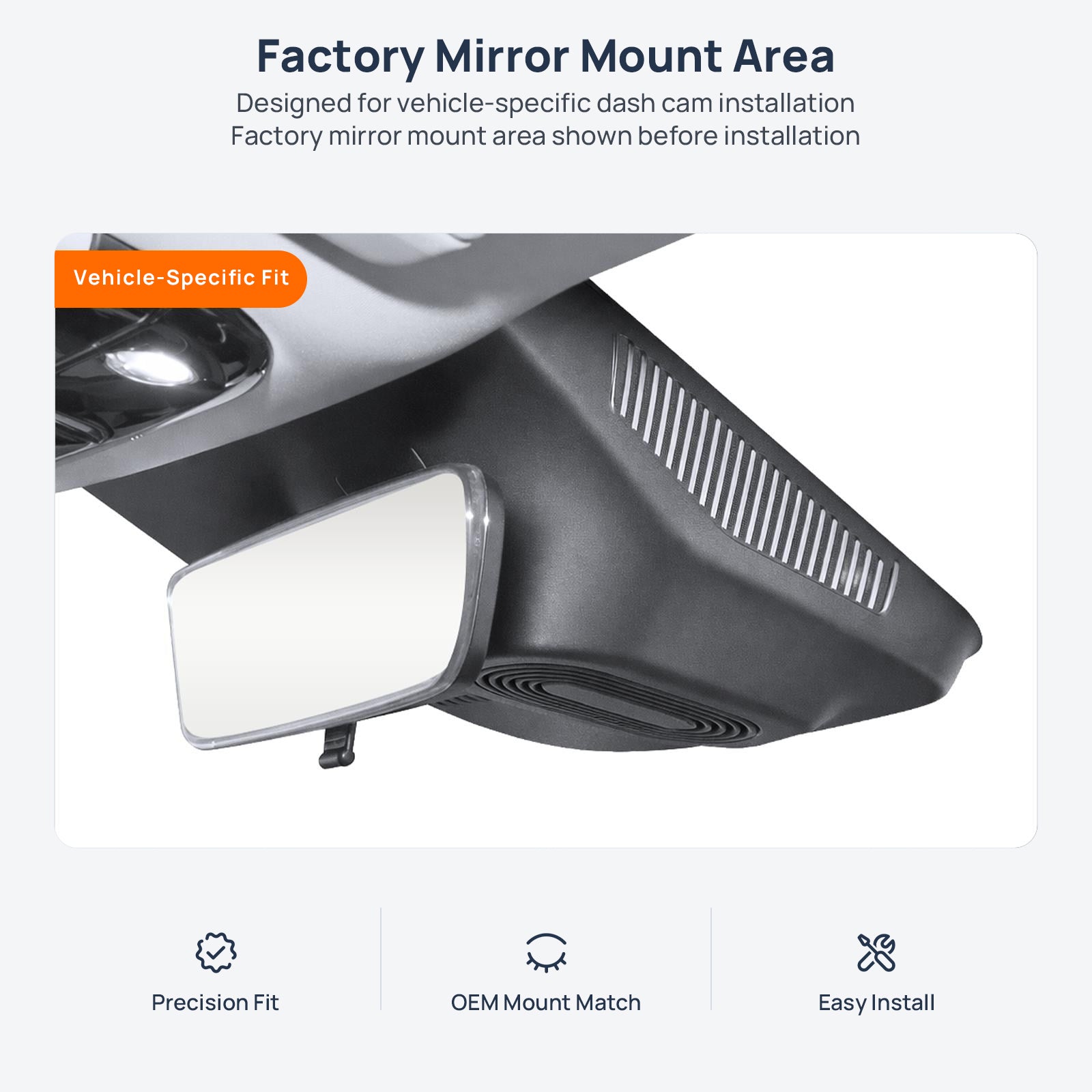 Factory mirror mount area for ARCFOX Kaola S dash cam installation